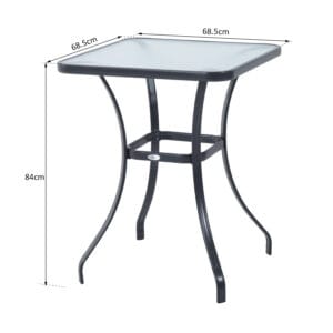 Outsunny Square Glass Bistro Table 68.5 x 84 cm