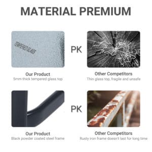 Outsunny Square Glass Bistro Table 68.5 x 84 cm