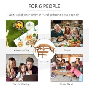 Outsunny Round Table w/ Attached Benches