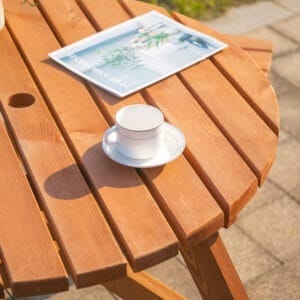 Outsunny Round Table w/ Attached Benches