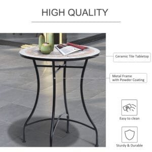 Outsunny Mosaic Table 60 x 71H cm