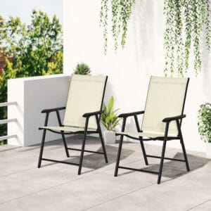 Outsunny 2 Foldable Metal Garden Chairs