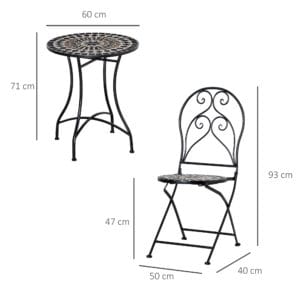 Outsunny Bistro Set w/ Mosaic Tile Top 3pc