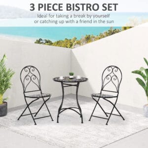 Outsunny Bistro Set w/ Mosaic Tile Top 3pc