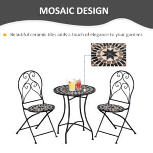 Outsunny Bistro Set w/ Mosaic Tile Top 3pc
