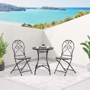 Outsunny Bistro Set w/ Mosaic Tile Top 3pc