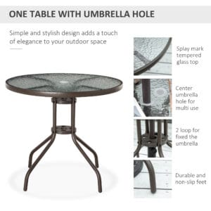 Outsunny Dining Set with Umbrella 6Pc Patio
