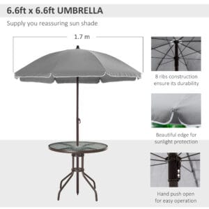 Outsunny Dining Set with Umbrella 6Pc Patio