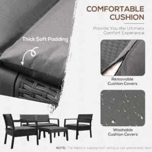 Outsunny Rattan Style Sofa Set 4pc