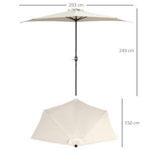 Outsunny Half Round Parasol 3m