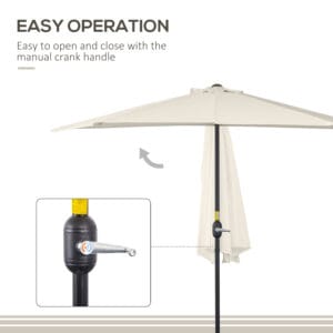 Outsunny Half Round Parasol 3m