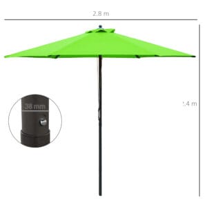 Outsunny 2.8m Patio Parasol Green