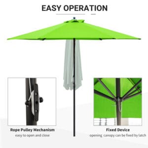 Outsunny 2.8m Patio Parasol Green