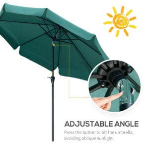 Outsunny Patio Umbrella 2.66m Green