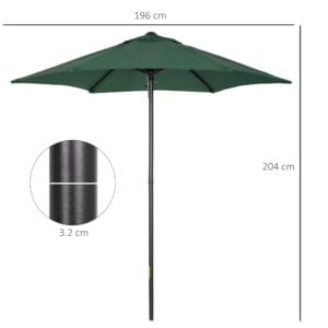 Outsunny 1.96m Patio Parasol Green