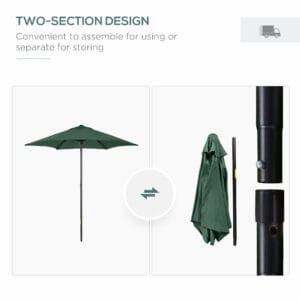 Outsunny 1.96m Patio Parasol Green
