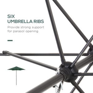 Outsunny 1.96m Patio Parasol Green
