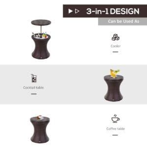 Outsunny Rattan Ice Bucket Cooler Table