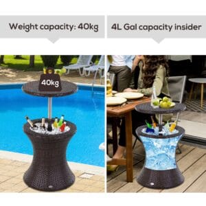 Outsunny Rattan Ice Bucket Cooler Table