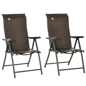 Outsunny Patio PE Rattan Dining Chair Set 2 Chairs