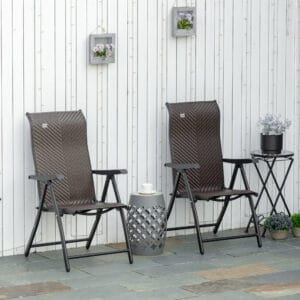 Outsunny Patio PE Rattan Dining Chair Set 2 Chairs