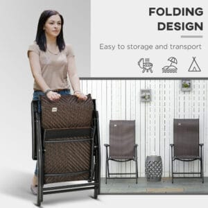 Outsunny Patio PE Rattan Dining Chair Set 2 Chairs