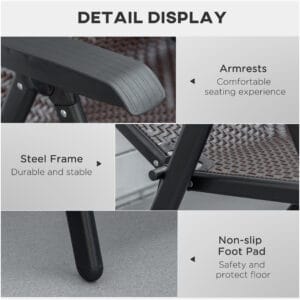 Outsunny Patio PE Rattan Dining Chair Set 2 Chairs