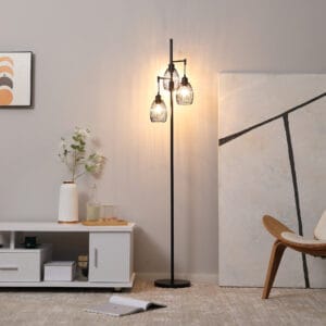 Homcom 3-Light Floor Lamp Dimmable Black