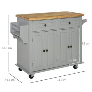 Homcom Rolling Kitchen Island Cart