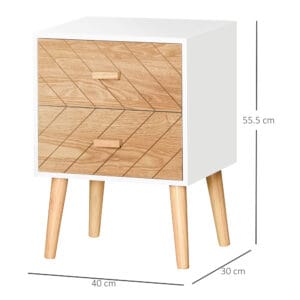 Homcom Bedside Table Storage Nordic Style
