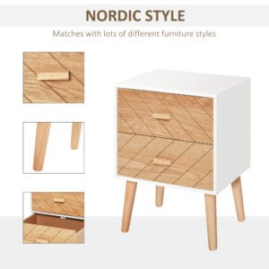 Homcom Bedside Table Storage Nordic Style