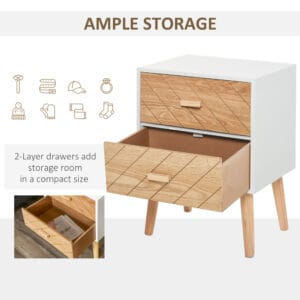 Homcom Bedside Table Storage Nordic Style