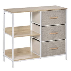 Chest Dresser with 3 Drawers Storage Beige