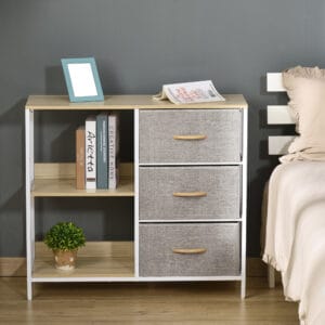 Chest Dresser with 3 Drawers Storage Beige