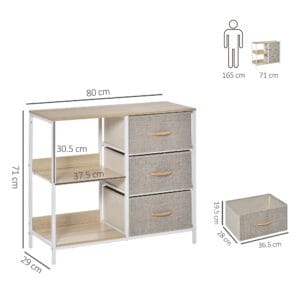 Chest Dresser with 3 Drawers Storage Beige