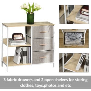 Chest Dresser with 3 Drawers Storage Beige