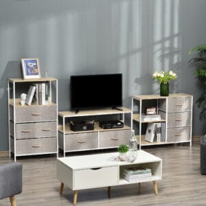Chest Dresser with 3 Drawers Storage Beige