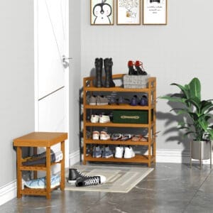 Homcom Shoe Rack Acacia Wood 5-Tier