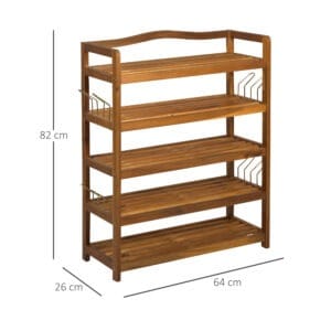 Homcom Shoe Rack Acacia Wood 5-Tier