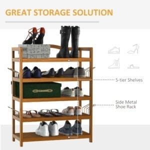 Homcom Shoe Rack Acacia Wood 5-Tier
