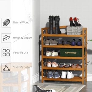 Homcom Shoe Rack Acacia Wood 5-Tier