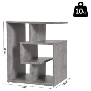Side End Table Open Shelves 3-Tier