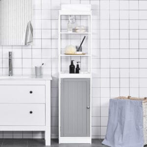 kleankin Bathroom Tall Storage Cabinet White