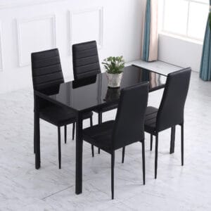 Homcom Dining Table 4 Seats w/ Glass Top