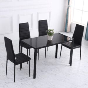 Homcom Dining Table 4 Seats w/ Glass Top