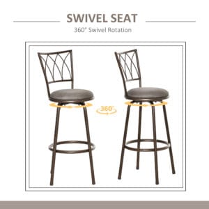 Bar Stools Set of 2 Swivel Armless