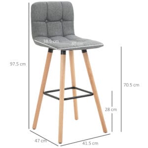 Bar stools Set of 2 Armless Button-Tufted