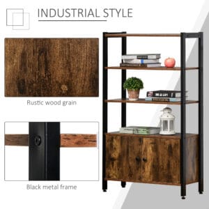 Bookshelf Storage Cabinet Brown & Black
