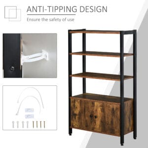 Bookshelf Storage Cabinet Brown & Black