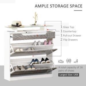 Homcom Shoe Cabinet w/ 3 Drawers